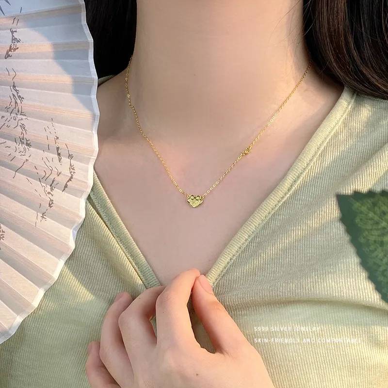 Regalrose S999 Silver Chinese Style Ruyi Lock Auspicious Clouds Necklace Women's-4