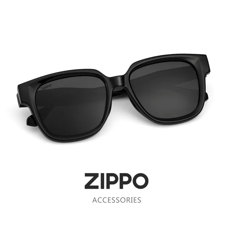 ZIPPO Plate Frame TR90 Square Sunglasses Unisex Black/grey Frame-2