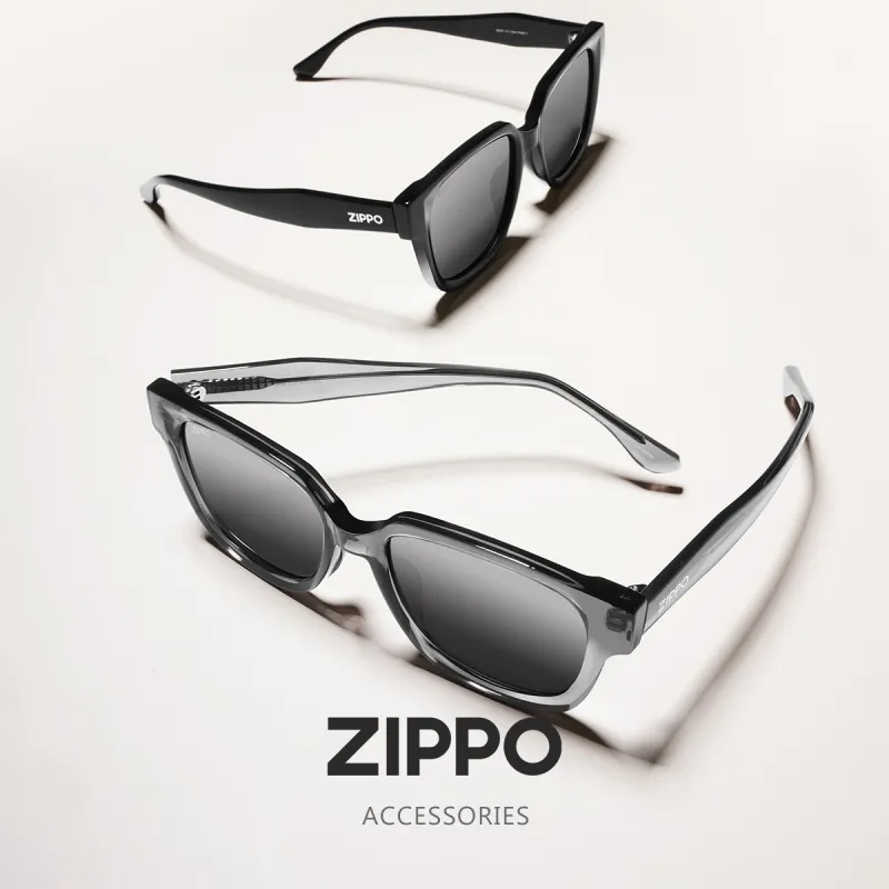 ZIPPO Plate Frame TR90 Square Sunglasses Unisex Black/grey Frame-1