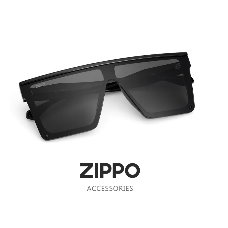 ZIPPO Plate Frame TR90 Irregular Shape Sunglasses Unisex Black/Transparent Gray-3