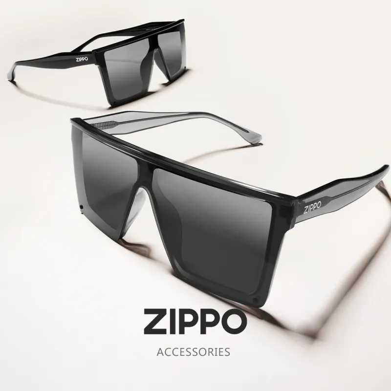 ZIPPO Plate Frame TR90 Irregular Shape Sunglasses Unisex Black/Transparent Gray-1