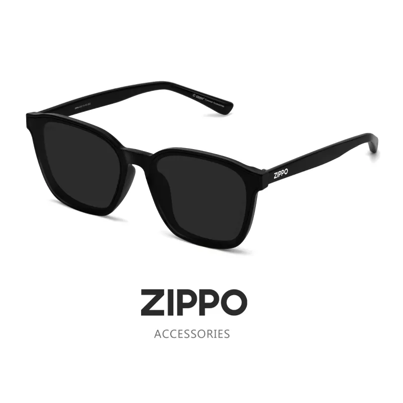 ZIPPO Plate Frame TR90 Cat Eye Sunglasses Unisex Black/Transparent Gray-2