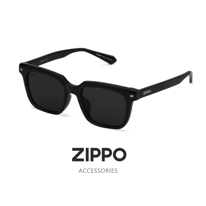 ZIPPO Plate Frame TR90 Square Sunglasses Unisex Black/Transparent Gray-2