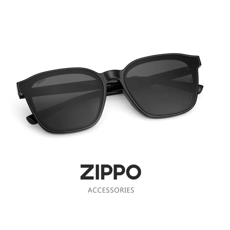 ZIPPO Plate Frame TR90 Cat Eye Sunglasses Unisex Black/Transparent Gray-3
