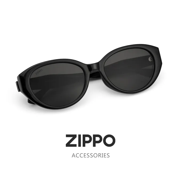 ZIPPO Plate Frame TR90 Cat Eye Sunglasses Unisex Black/Translucent Gray-3