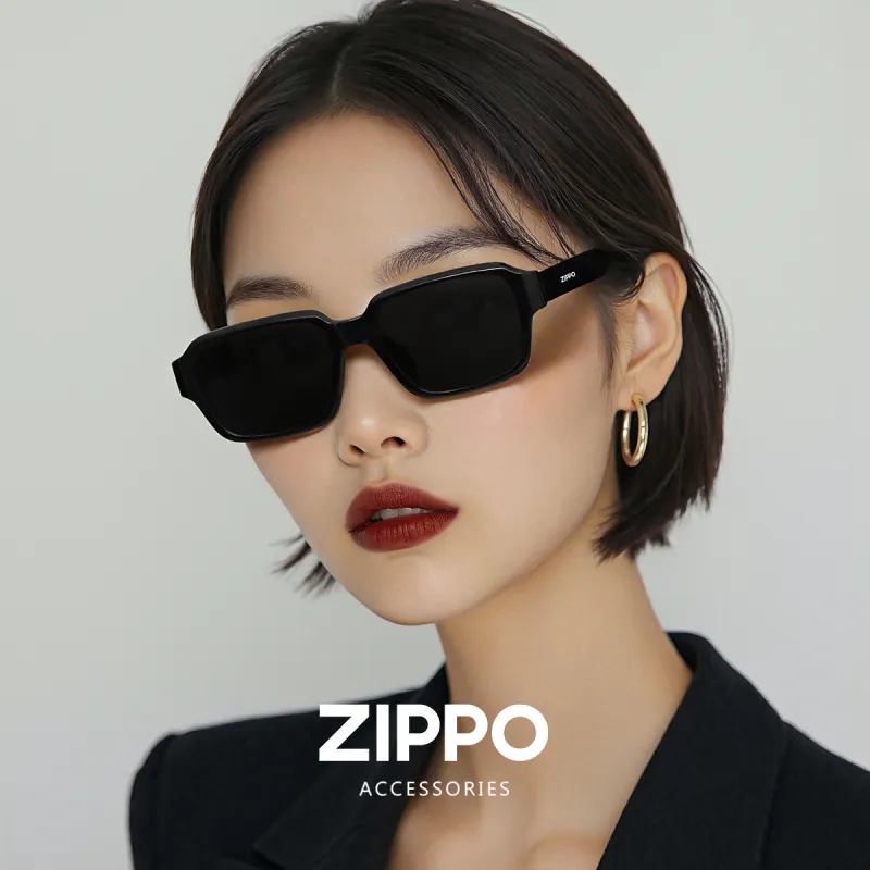 ZIPPO Plate Frame Square Sunglasses Unisex Black Frame With Tea Brown Lens-5