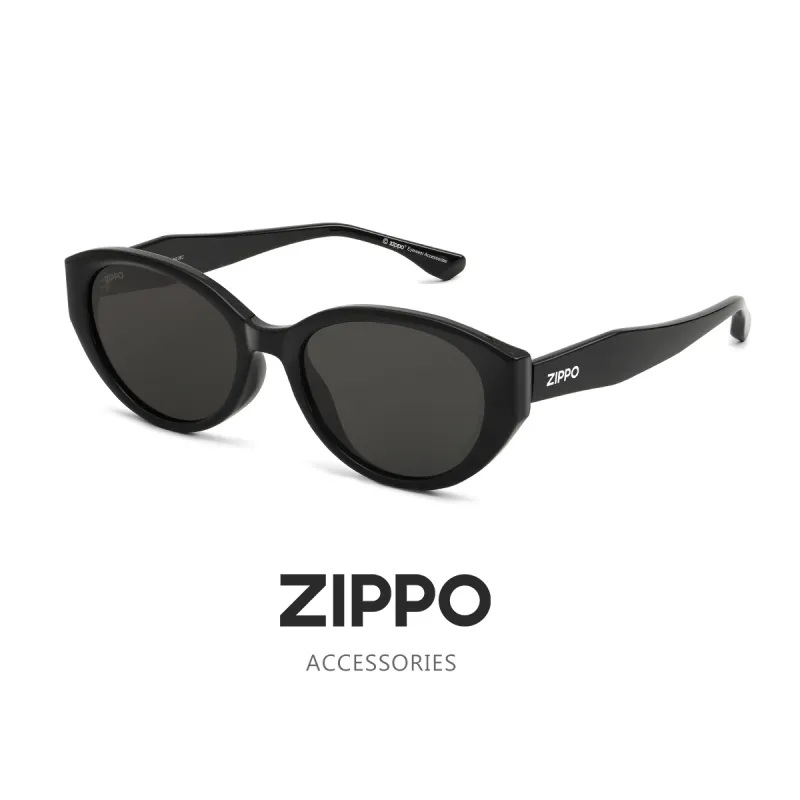 ZIPPO Plate Frame TR90 Cat Eye Sunglasses Unisex Black/Translucent Gray-2