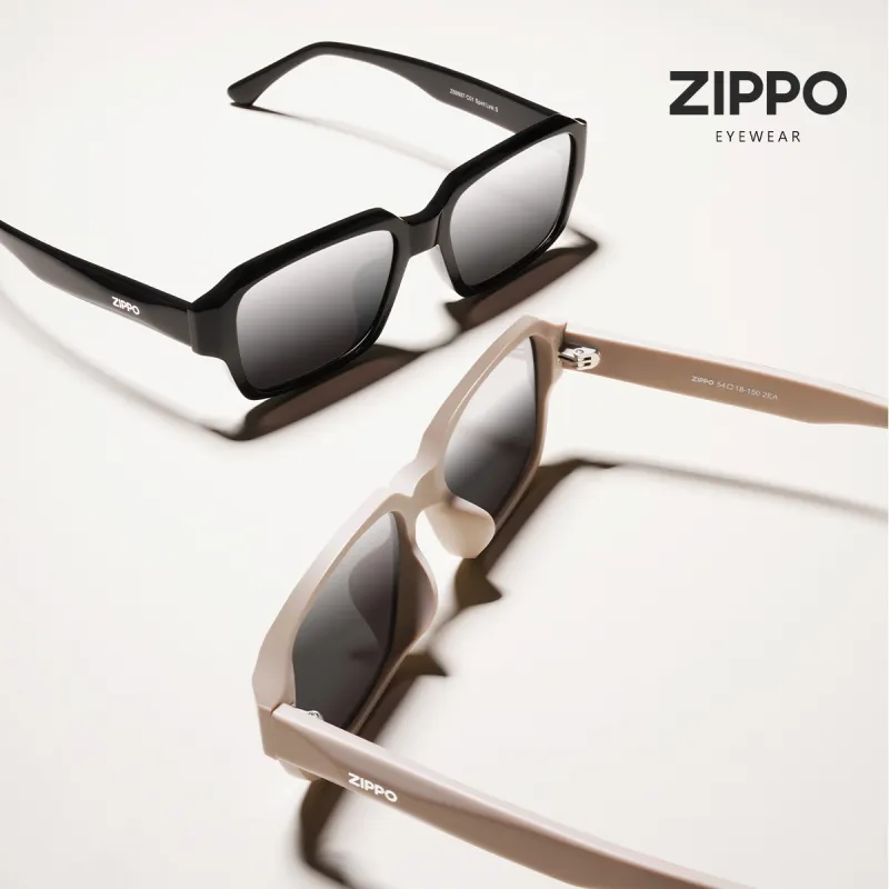 ZIPPO Plate Frame Square Sunglasses Unisex Black Frame With Tea Brown Lens-6