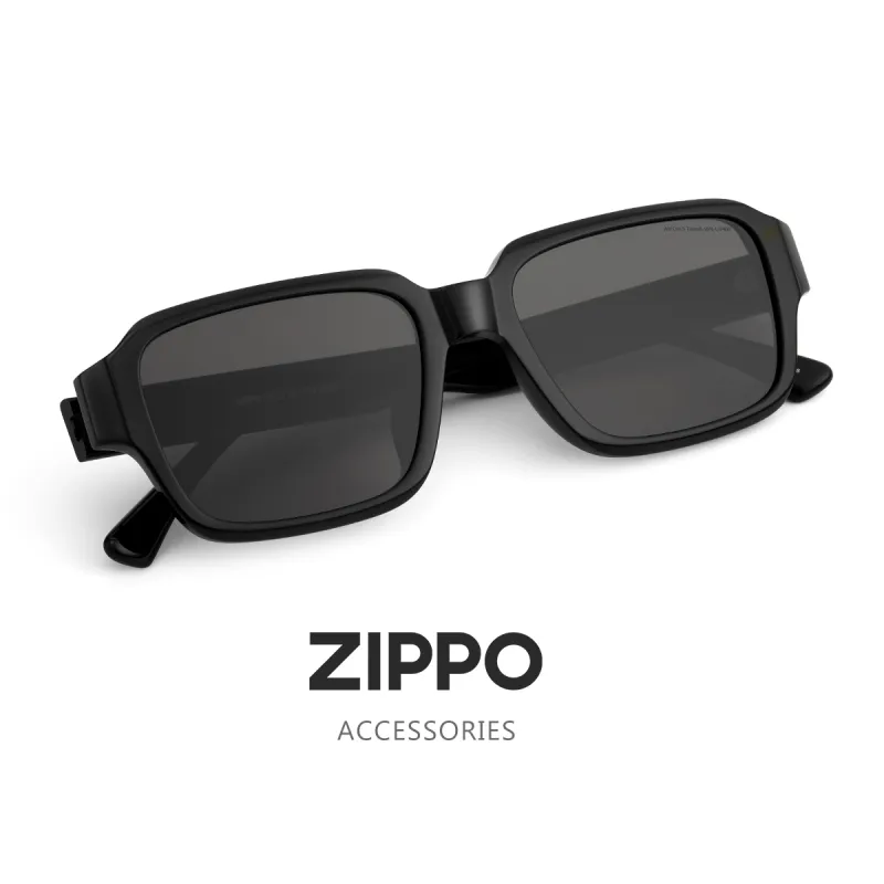 ZIPPO Plate Frame Square Sunglasses Unisex Black Frame With Tea Brown Lens-1