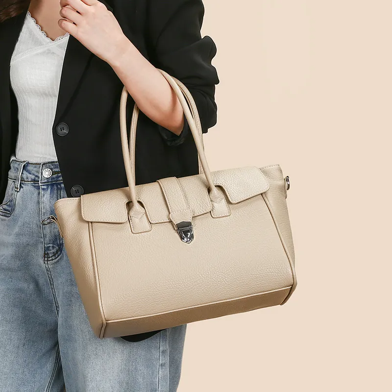 GATOER PU Tote Shoulder Bag, Crossbody Bag, Handbag Regular Women's Ecru/Black/Light Brown/Khaki-3