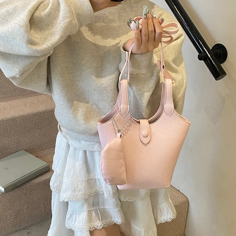 GATOER PU Shoulder Bag Women's Pink/Yellow/Ecru-4