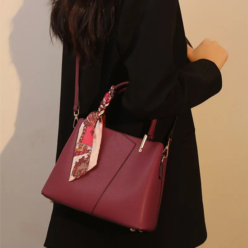 GATOER PU Crossbody One Shoulder Handbag Women's Black/Red-4
