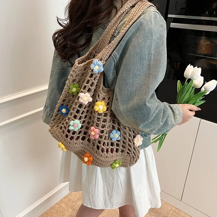 GATOER Chunky Yarn Woven Shoulder Bag Regular Women's Multicolor-7