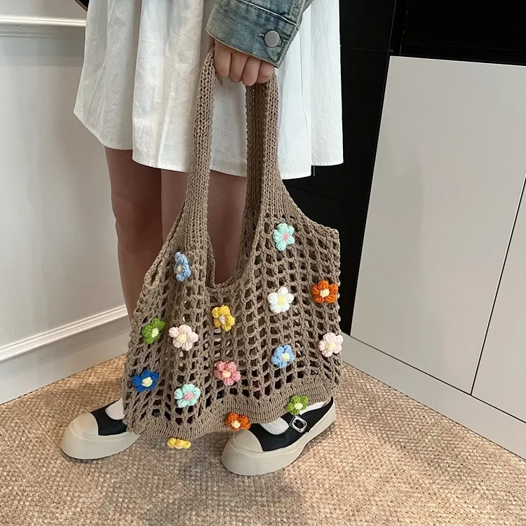 GATOER Chunky Yarn Woven Shoulder Bag Regular Women's Multicolor-6