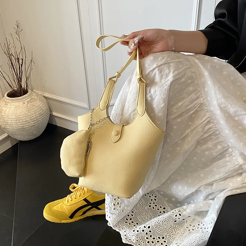 GATOER PU Shoulder Bag Women's Pink/Yellow/Ecru-8