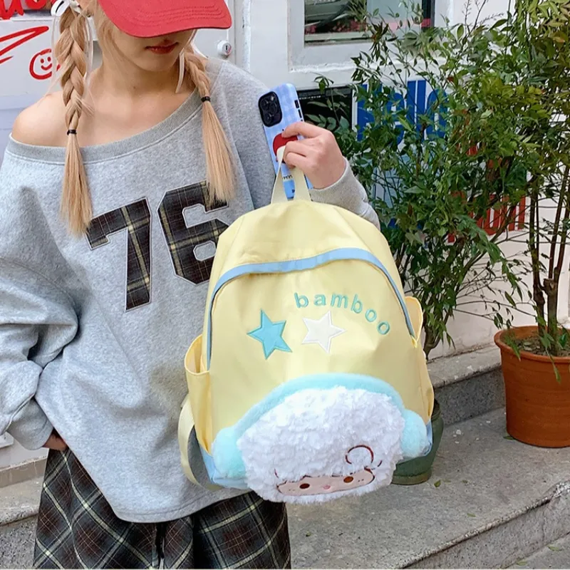 GATOER Canvas Backpack Women's Beige Yellow-3