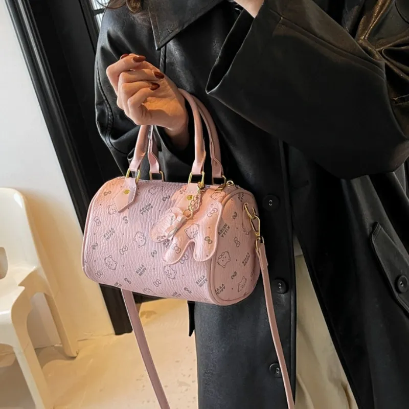 GATOER PU Boston Bag Handbag Women's Ecru/Pink-8