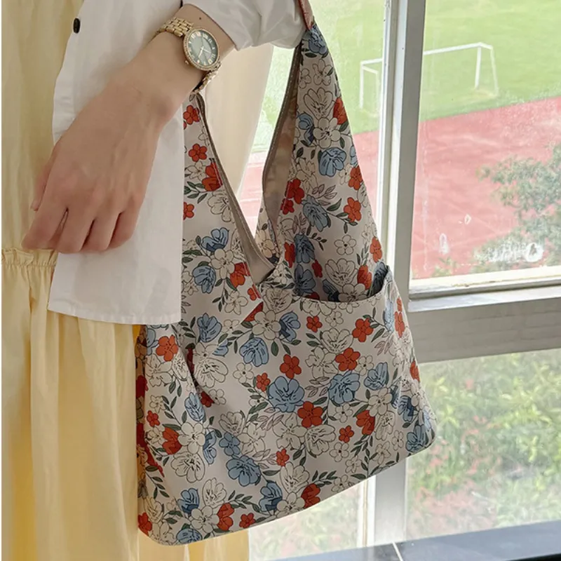 GATOER Twill Fleece Cotton Shoulder Bag Women's Floral-3
