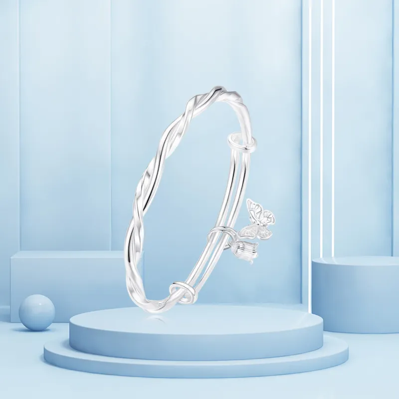 SHOIIIW S999 Silver Bangles Women's-4
