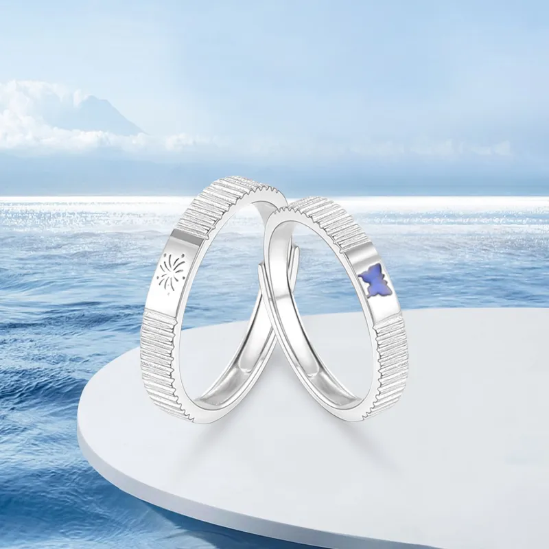 SHOIIIW S999 Fine Silver Couple Rings Unisex-2