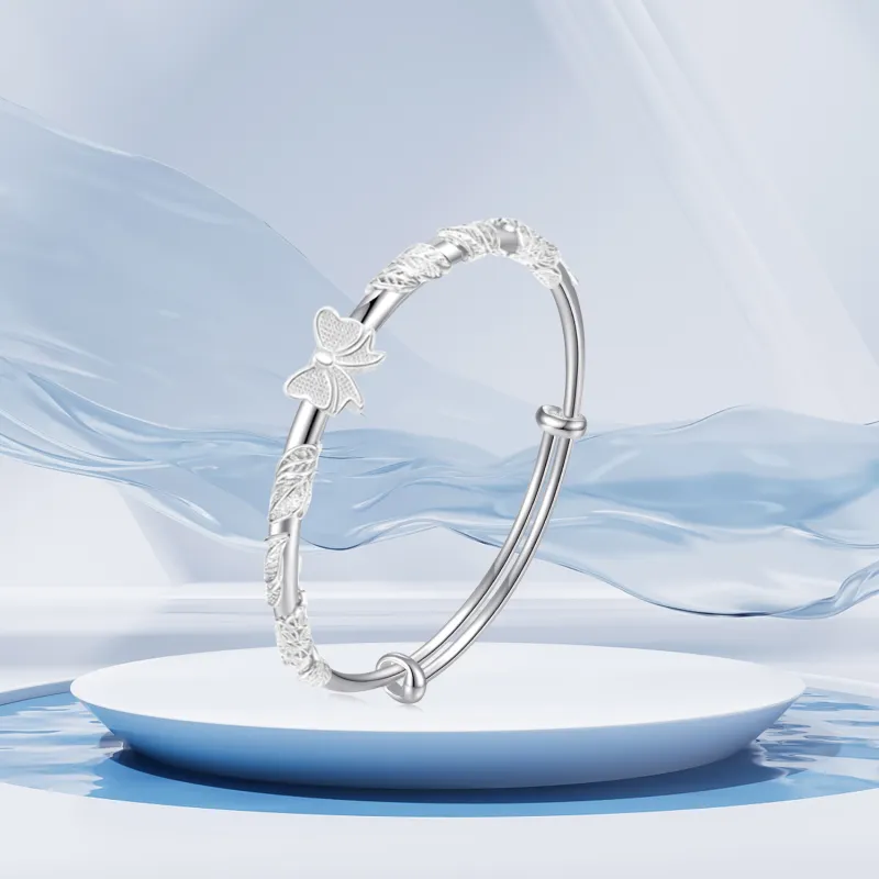SHOIIIW S999 Fine Silver Bangles Women's-3