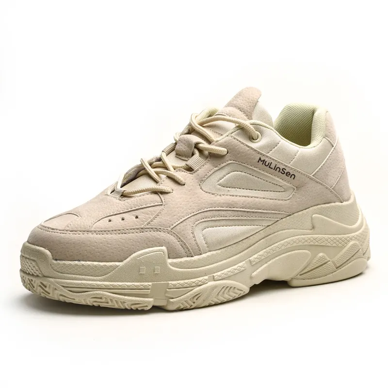 Mulinsen Cushioning Anti Slip And Wear Resistant Height Increasing Low Top Chunky Sneakers Men's Khaki-1