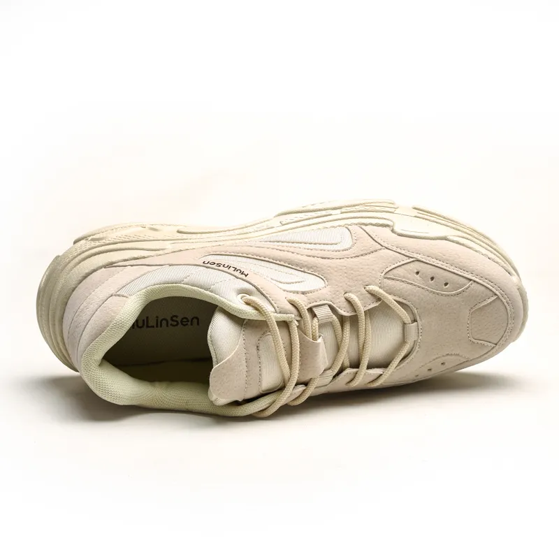 Mulinsen Cushioning Anti Slip And Wear Resistant Height Increasing Low Top Chunky Sneakers Men's Khaki-2