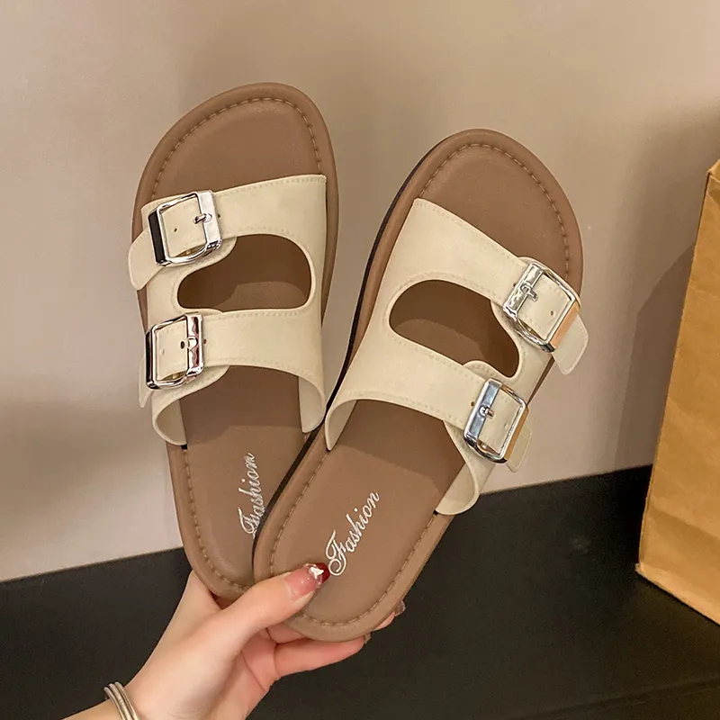 Ailise Sandal Slippers Beige/Black-2