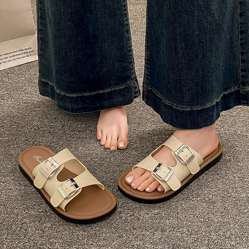 Ailise Sandal Slippers Beige/Black-4