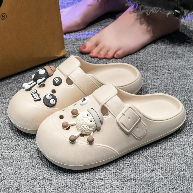 Ailise Sandal Slippers Khaki/White/Black-9