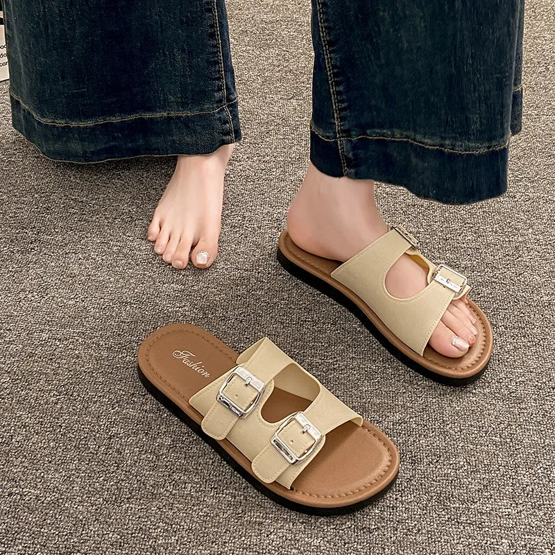Ailise Sandal Slippers Beige/Black-3