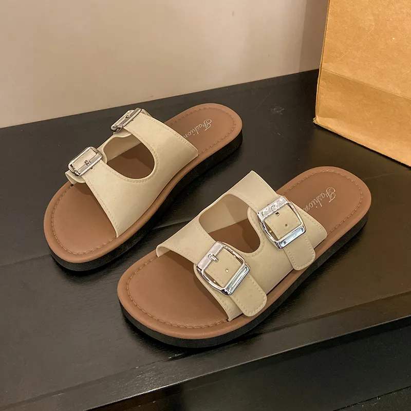 Ailise Sandal Slippers Beige/Black-1