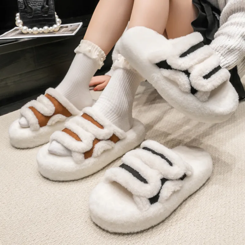 Ailise Cotton Slippers Black/Apricot/Brown/Gray-4