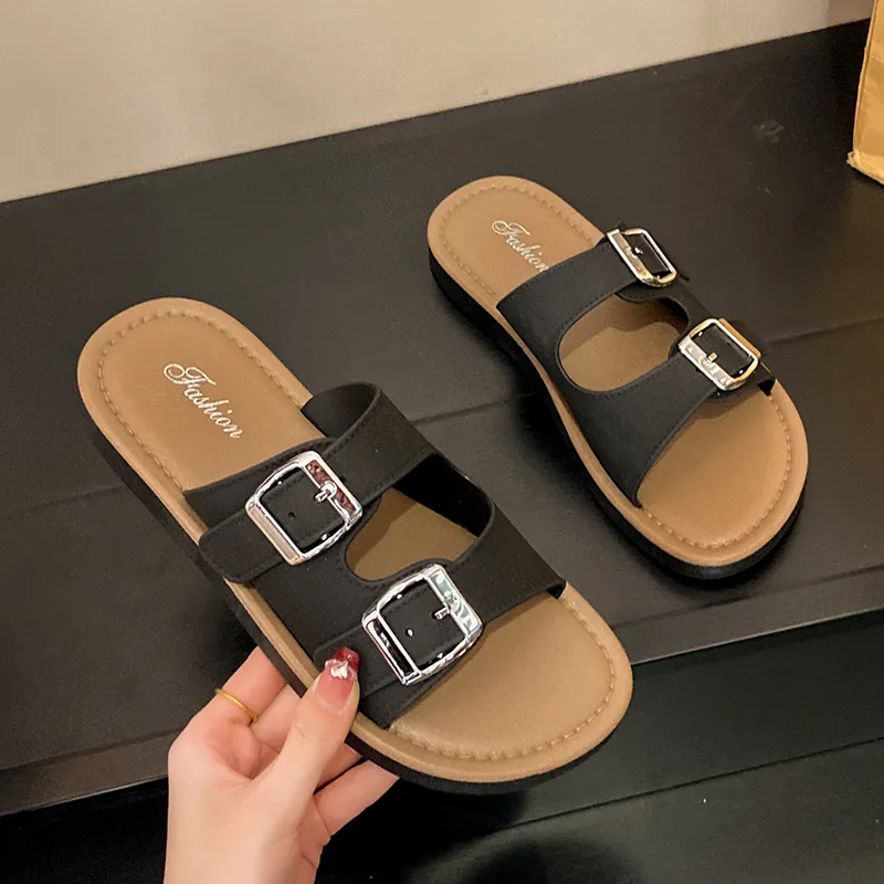 Ailise Sandal Slippers Beige/Black-7