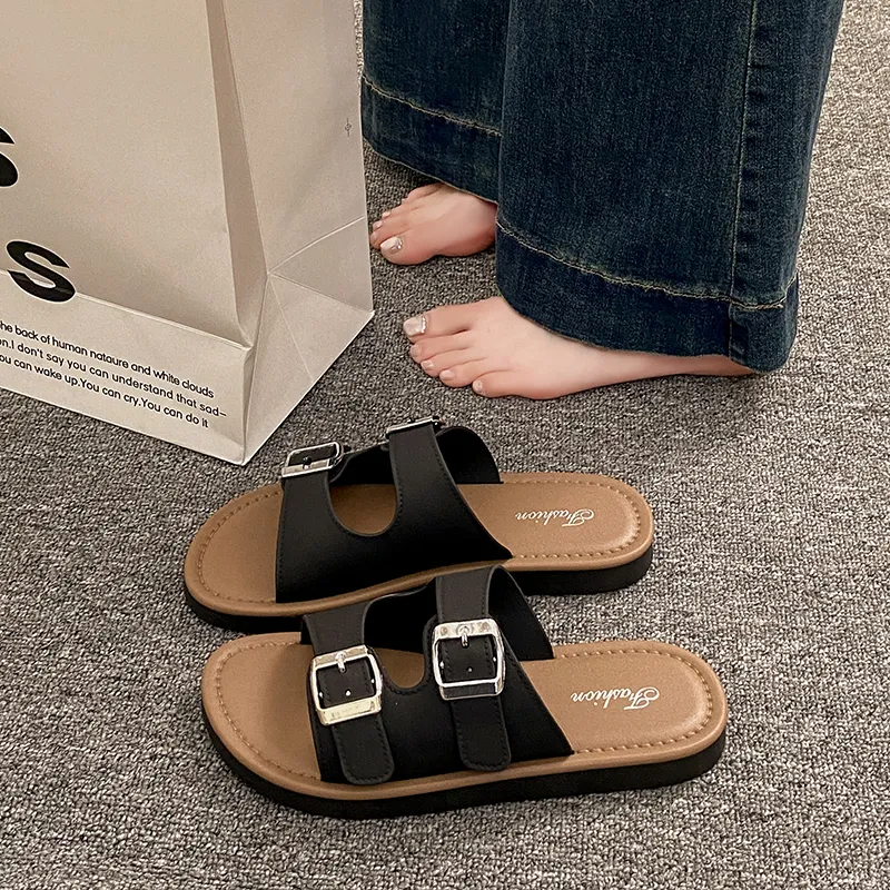 Ailise Sandal Slippers Beige/Black-8