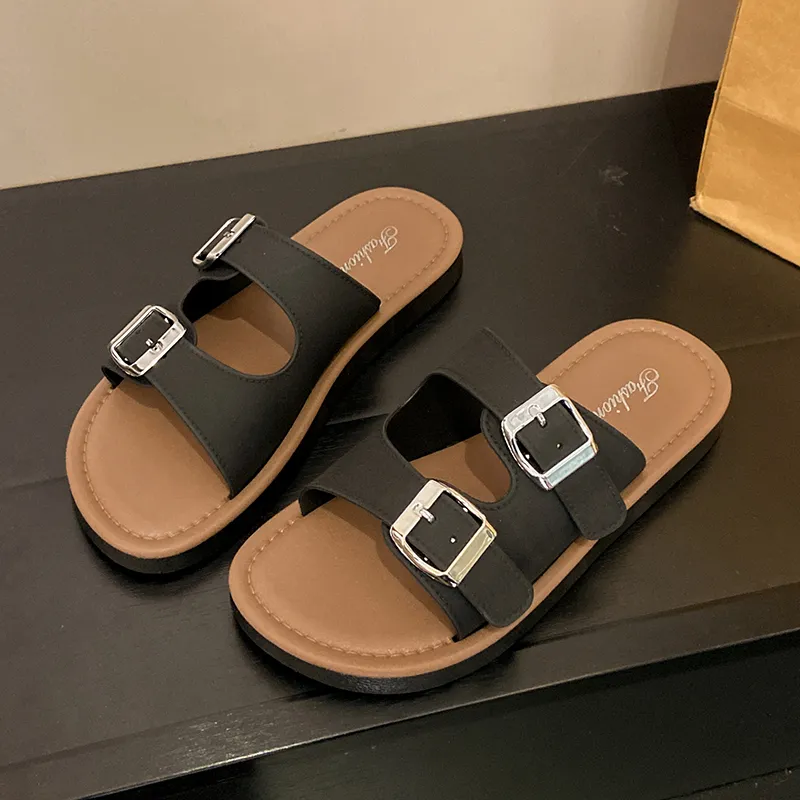 Ailise Sandal Slippers Beige/Black-6