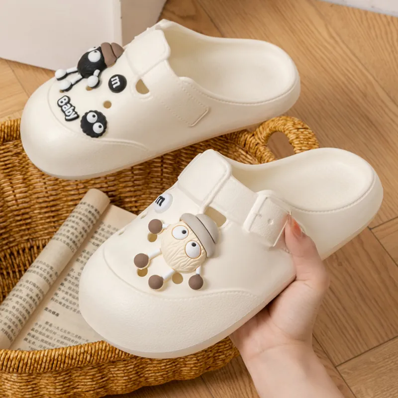 Ailise Sandal Slippers Khaki/White/Black-6