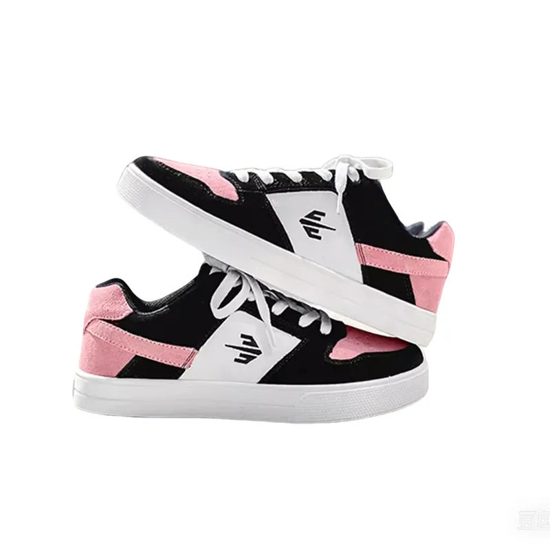 Sharp Crowds Coverage Anti Slip And Wear Resistant Low Top Skateboard Shoes Unisex Black Pink-2