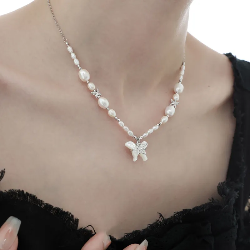 Eclater White Shell Pearl 925 Sterling Silver Necklaces Women's-3