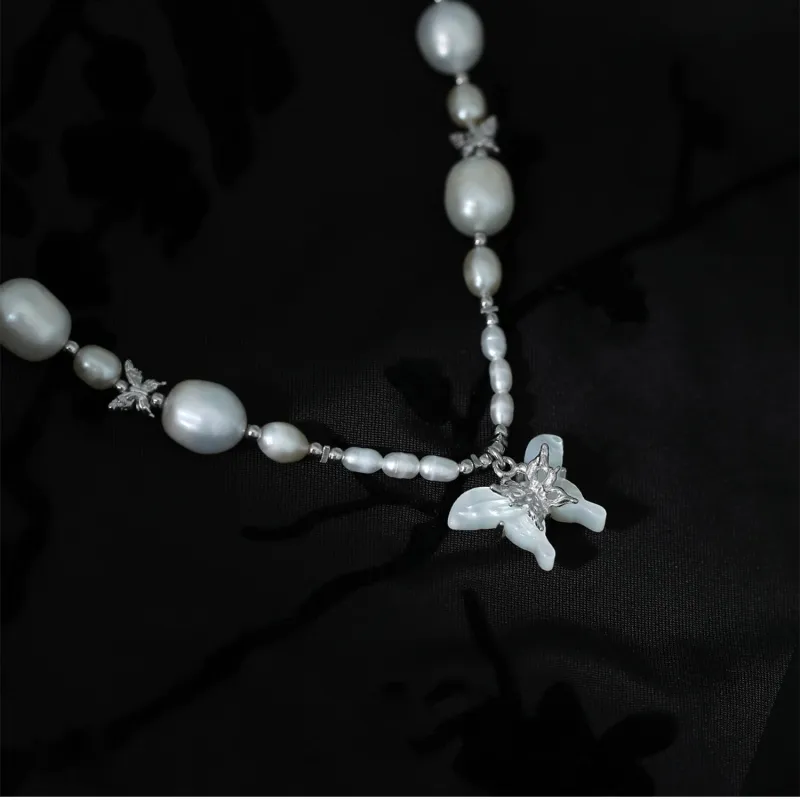 Eclater White Shell Pearl 925 Sterling Silver Necklaces Women's-1
