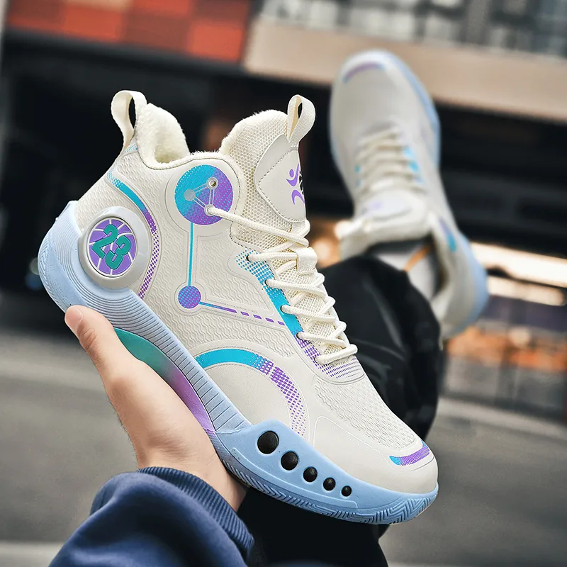 MUSNODO Cushioning, Slip Resistant, Abrasion Resistant, Breathable, Coverage, Rebound Mid Top Basketball Shoes Unisex-34