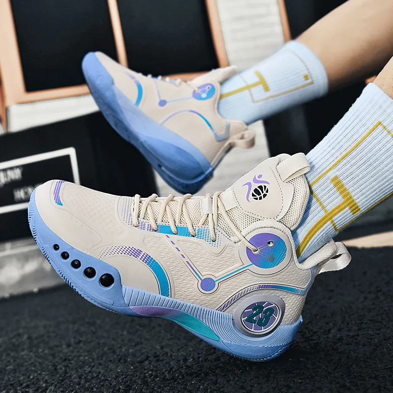 MUSNODO Cushioning, Slip Resistant, Abrasion Resistant, Breathable, Coverage, Rebound Mid Top Basketball Shoes Unisex-25