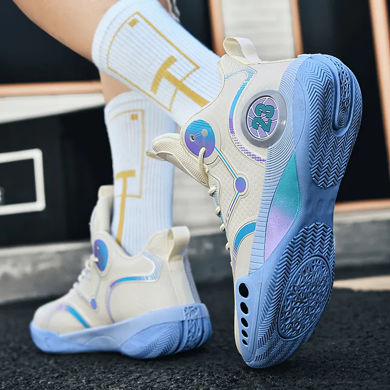 MUSNODO Cushioning, Slip Resistant, Abrasion Resistant, Breathable, Coverage, Rebound Mid Top Basketball Shoes Unisex-23