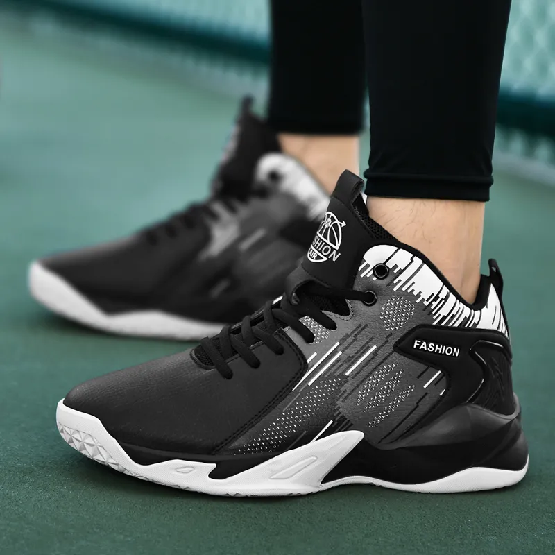 MUSNODO Cushioning, Slip Resistant, And Abrasion Resistant High Top Basketball Shoes Unisex Black White Mismatched-22