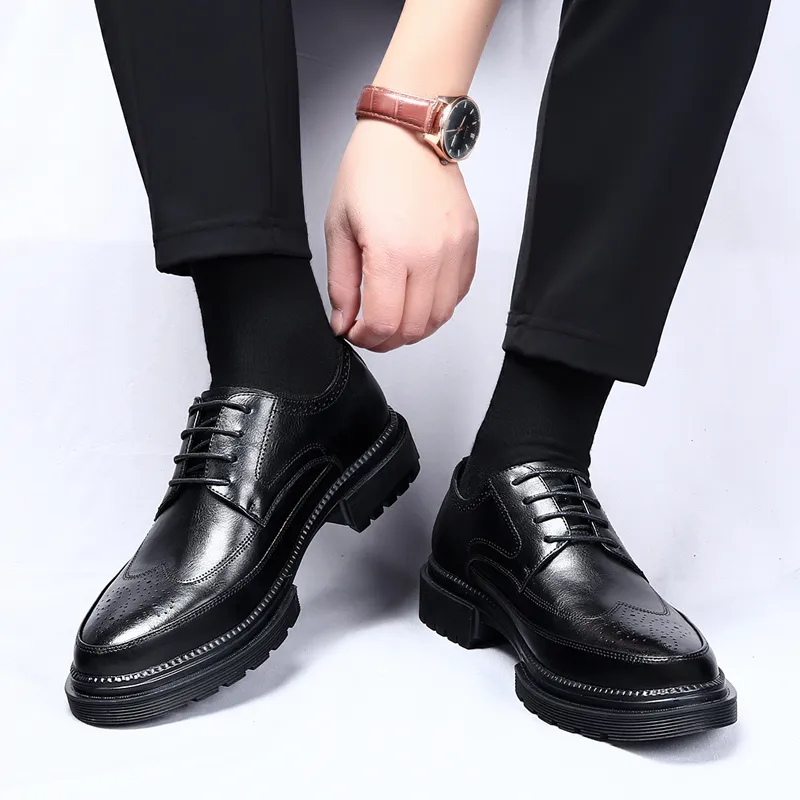 MUSNODO Dress Shoes Men Low Top Black/Brown-4