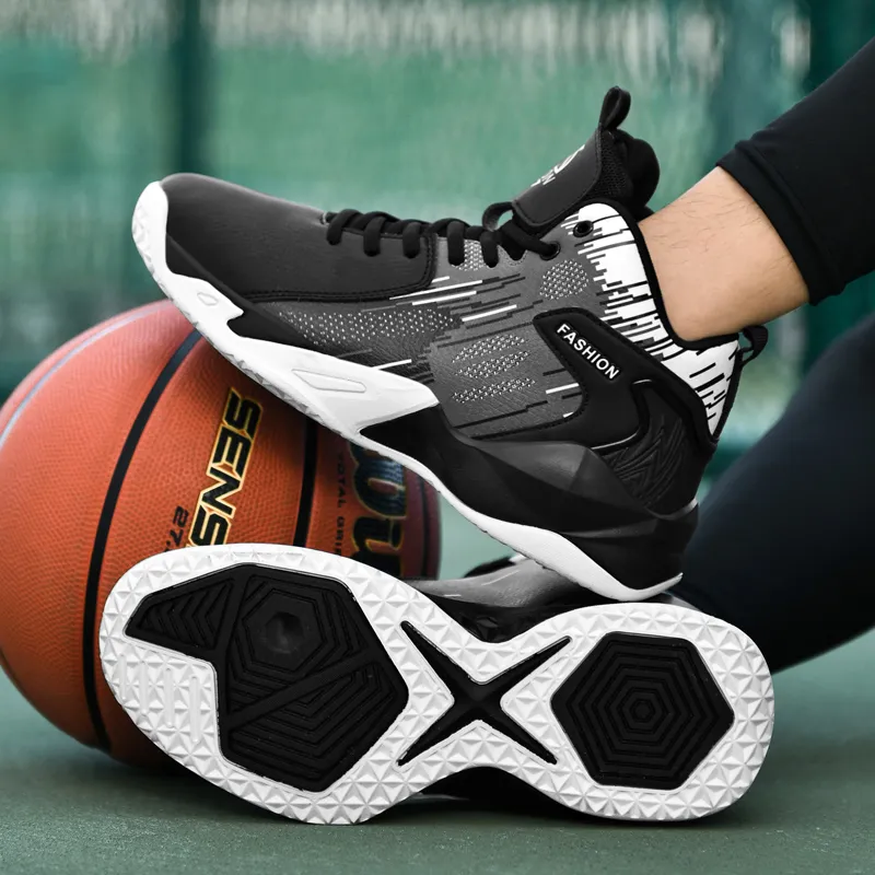 MUSNODO Cushioning, Slip Resistant, And Abrasion Resistant High Top Basketball Shoes Unisex Black White Mismatched-5