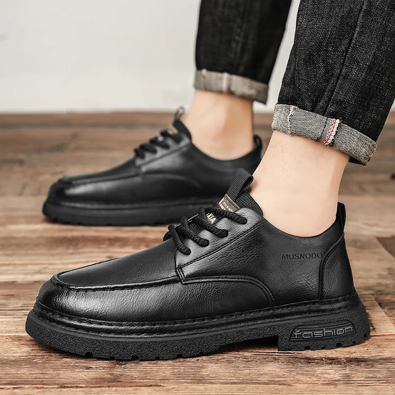 MUSNODO Dress Shoes Men Mid Top Black/Brown-4