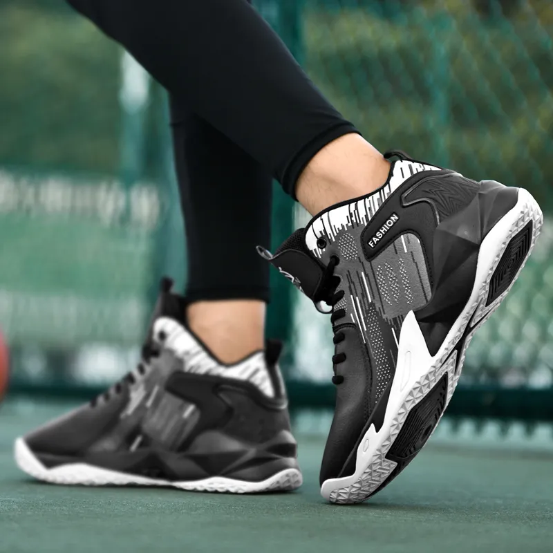 MUSNODO Cushioning, Slip Resistant, And Abrasion Resistant High Top Basketball Shoes Unisex Black White Mismatched-23