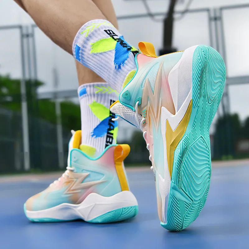 MUSNODO Shock Absorbers With Slip Resistant And Abrasion Resistant Properties High Top Basketball Shoes Unisex-9