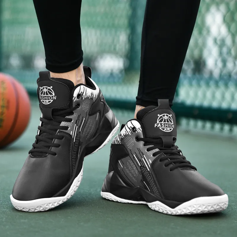 MUSNODO Cushioning, Slip Resistant, And Abrasion Resistant High Top Basketball Shoes Unisex Black White Mismatched-3
